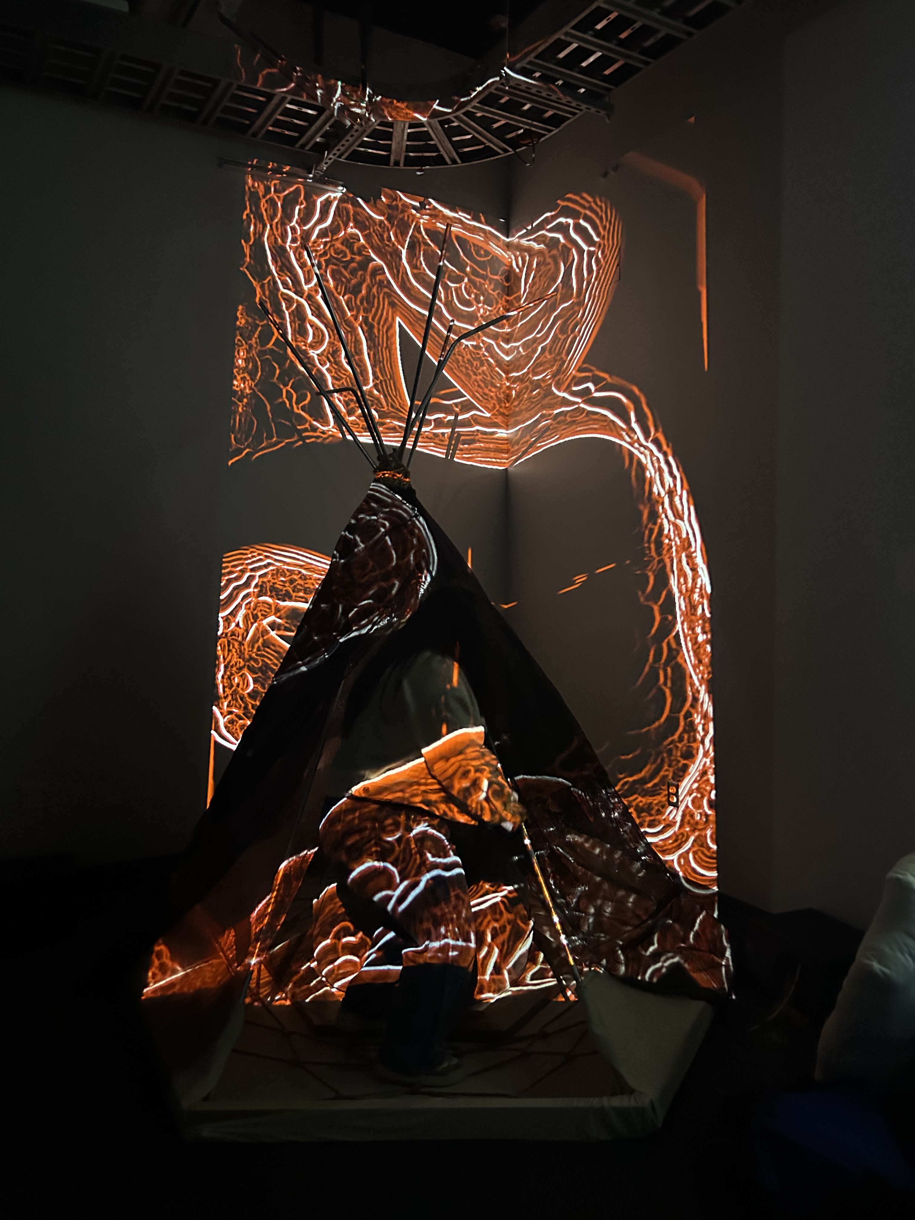 Projection of visuals on construction
