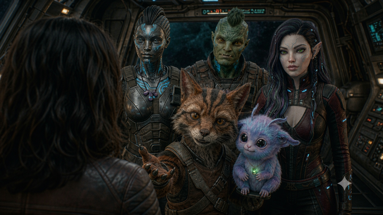 Crew characters together