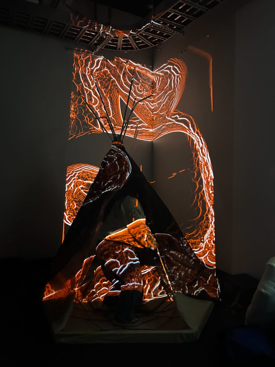 Projections cast across the constructed surface.